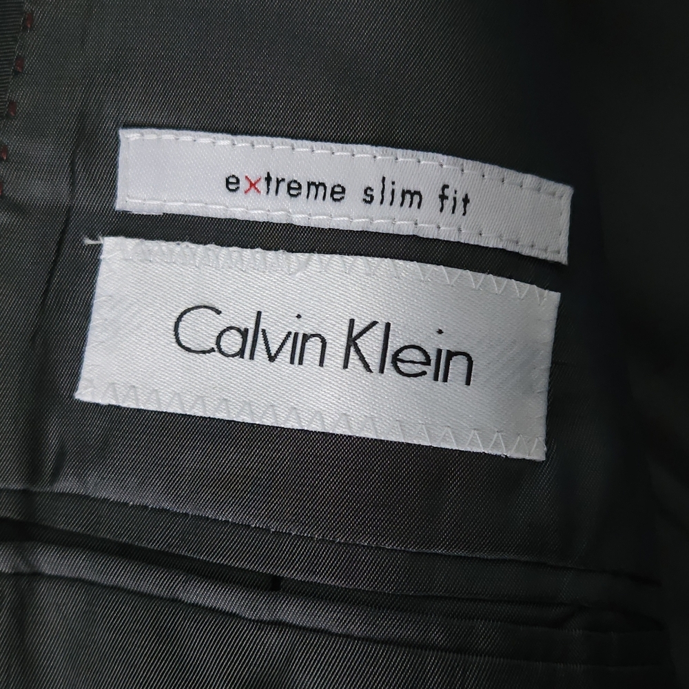 Calvin Klein Extreme Slim Fit Wool Silk Blazer 44R Charcoal Flecked Quiet Luxury - Picture 5 of 10